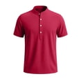 thumbnail image 4 of Dolkfu Summer Shirt Mens Henley Cotton T Shirt Button Band Collar Short Sleeve Red Men T Shirts XXL, 4 of 7