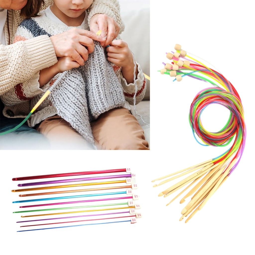 Geemin 23 Pcs Colourful Tunisian Crochet Hook with Rope Afghan Long Crochet Hooks