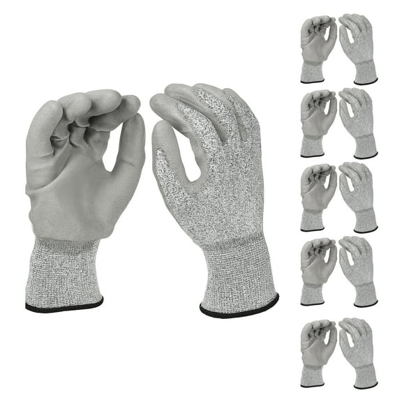 Black Melange HPPE Blended Glove - Grey PU Palm coated M, 5 pairs