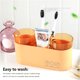 thumbnail image 4 of Conjunto de titulares de cepillos de dientes Organizador de paja de trigo Taza de baño Encimera de baño Decoración de dientes Pasta de dientes Hogar para apartamento Forma de lámpara rosa Inevent HA028156-01, 4 of 7