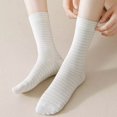 thumbnail image 4 of Women's 3-Pair Striped Crew Socks Set Lightweight Knit with Soft Stretch and Modern Minimalist Style - Multicolored-A, 4 of 5