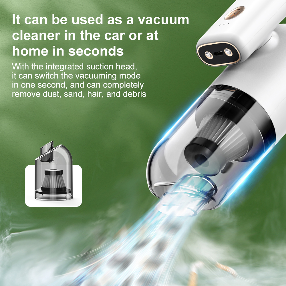 Pecham 10000Pa Mini Car Vacuum Cleaner, 4-in-1 Handheld Vacuum with Dual LED Light for Wet/Dry, Portable Car Vacuum Cordless with Multi-Nozzles for Home, Car and Pet Hair