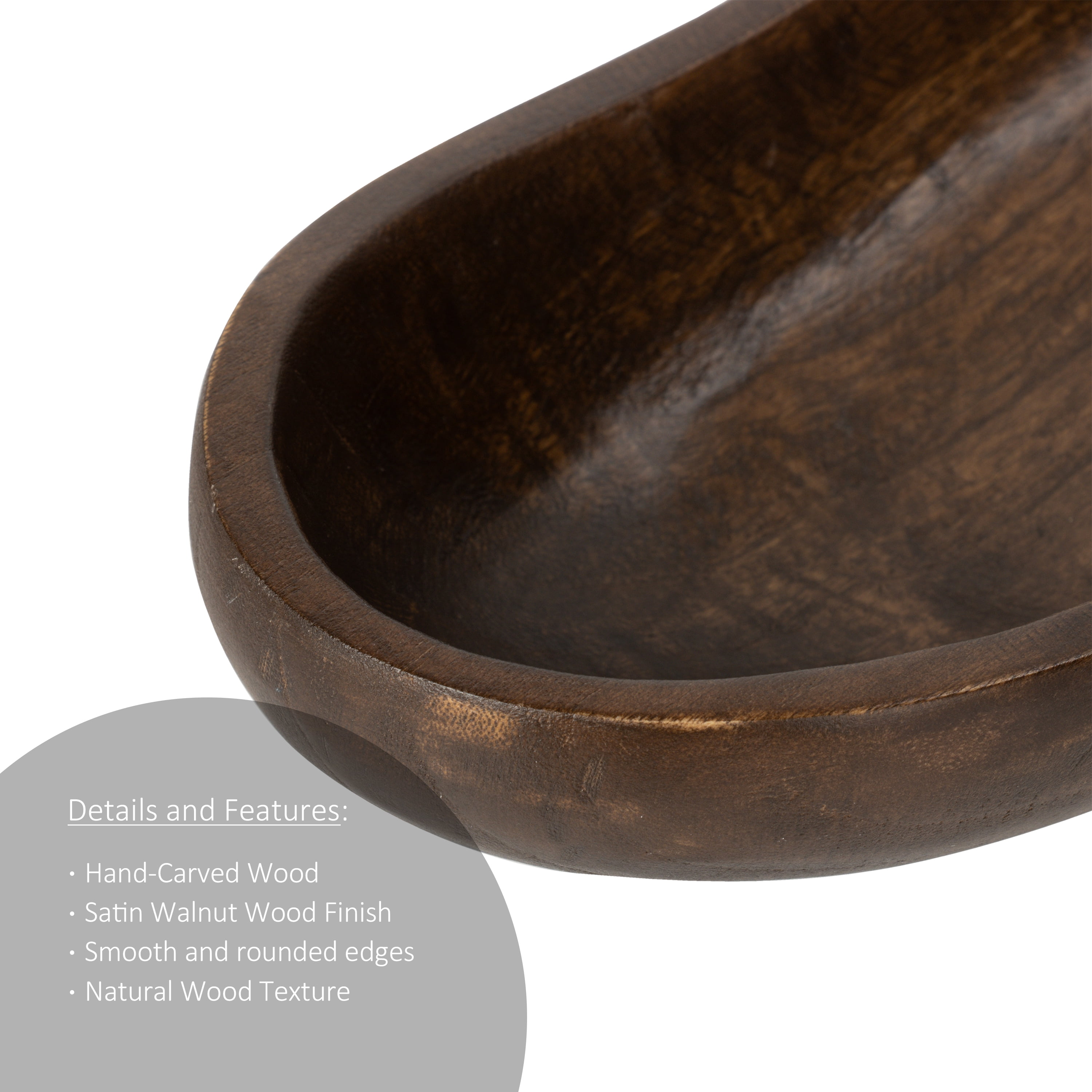 Better Homes & Gardens Carved Wood Decorative Bowl, Walnut Finish
