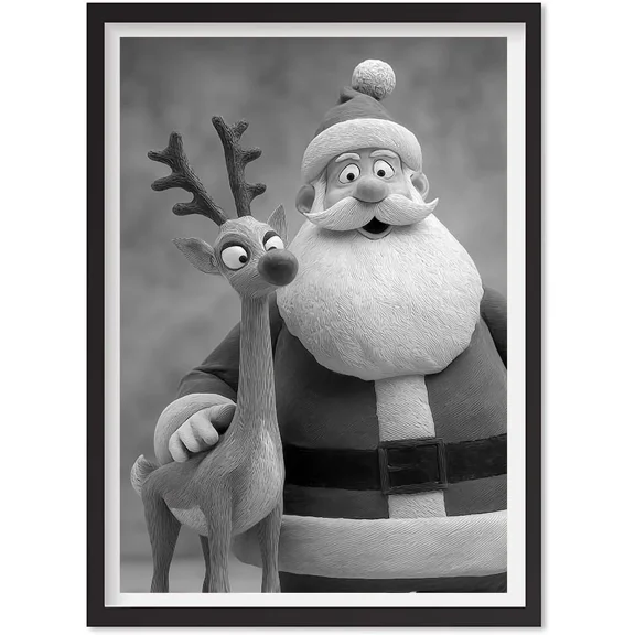 Rudoiph The R3D Nosed Reindeer Christmas Movie Poster, Black And White Wall Art, Matte Canvas Stretched, Posters for Room Bedroom Living Room Bathroom Wall Decor, Posters & Art Prints, Gift.