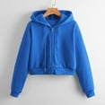 thumbnail image 3 of Holzkary Womens Zip Up Hoodies Jackets Cropped Sweatshirts Fleece Fall Outfits Casual Comfy Y2K Tops Winter Clothes 2025 Women Casual Solid Long Sleeve Zipper Sweatshirt Tops Dark Blue Xs, 3 of 7