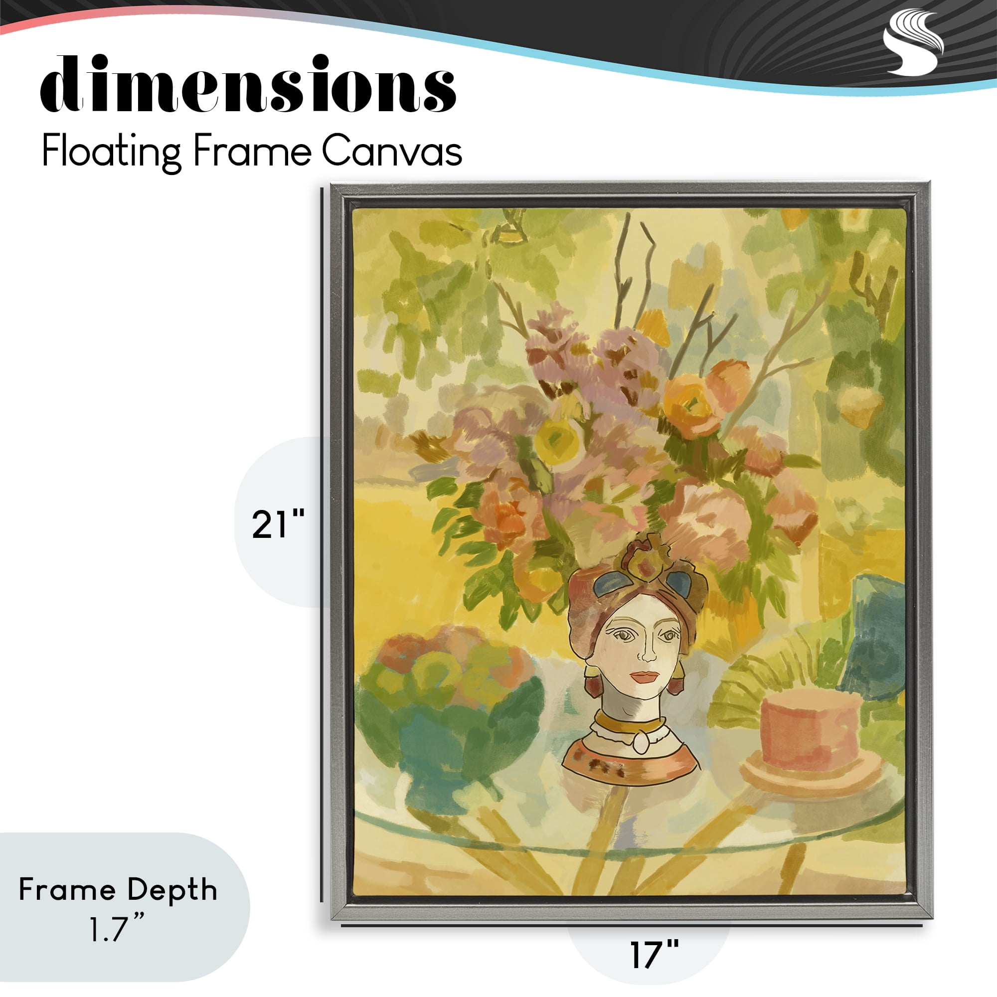 Stupell Industries Flower Head Vase Gray Framed Floater Canvas Wall Art, design by Amelia Noyes