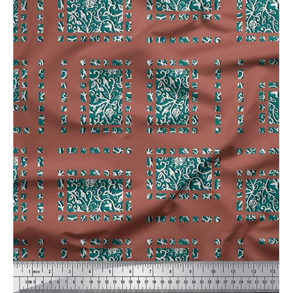 Soimoi Velvet Fabric Leaves,Bird & Floral Patchwork Fabric Prints by Yard 58 Inch Wide