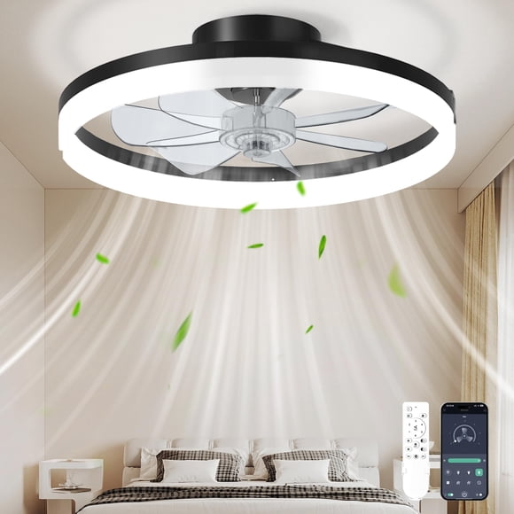 Ventilador de techo CHAREADA de 20" plegable con luz, 6 velocidades y control remoto