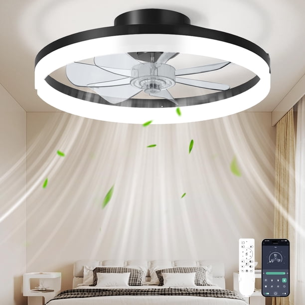 Ventilador de techo CHAREADA de 20" plegable con luz, 6 velocidades y control remoto