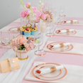 thumbnail image 3 of 350PCS Rose Gold Plastic Plates - Clear with Rose Gold Rim for 50Guests Dinnerware - Include 100 Plates disposable 150 PCS   lverware 50 Napkins for Wedding＆Party, 3 of 7
