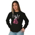 thumbnail image 4 of Fight Boxing Breast Cancer Warrior Women Plus Size Long Sleeve Graphic Tee Brisco Brands 2X, 4 of 5