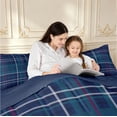 thumbnail image 4 of Manfei Vintage Grid Twin Comforter Sets,Modern Check Bedding Set,Navy Teal,Navy Blue Reversible,2pcs,1 Comforter and 1 Pillowcase,2pcs,1 Comforter and 1 Pillowcase, 4 of 7