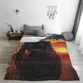 thumbnail image 5 of Salouo Sunset Western Cowgirl Print Bed Blankets,Flannel Blanket Comfortable Air Conditioning Blanket Lightweight Blanket for Sofa Bed Travel & Couch -80"x60", 5 of 8