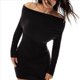 thumbnail image 3 of Vestido Minivestido Elegante de Fiesta para Mujer, de Otoño e Invierno, Color Liso, con Hombros Descubiertos, Larga, Plisado y Ajustado. Negro M, 3 of 7