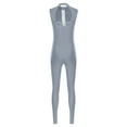 thumbnail image 4 of Hansber Women Shiny Rhinestone Gymnastics Leotard Sleeveless Dance Unitards One Piece Figure Skating Bodysuit Grey XL, 4 of 6