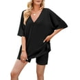 thumbnail image 6 of TEMOFON 2 Piece Sets for Women Summer Loungewear Outfits Oversized V Neck T Shirts Tops Biker Shorts Set Lounge Pajamas Tracksuit, 6 of 6