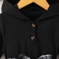 thumbnail image 4 of Lenpel Toddler Dresses for Girls Cotton Long Sleeve Button Hooded Casual Plaid Dress with Belt Fall Winter Outfits, 4 of 7