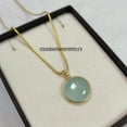 thumbnail image 3 of Aqua Chalcedony Pendant Necklace, Gemstone Pendant With Chain, Handmade Jewelry, Gift for Her, Women Jewelry, Round Stone Pendant, 3 of 6