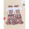 thumbnail image 4 of Aojekbee Baby Girls Summer Outfits Short Sleeve Romper + Butterfly Flare Pants + Headband Set Newborn Clothes, 4 of 10