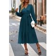 thumbnail image 4 of Vestido PRETTYGARDEN Cruzado con Escote en V y Volantes Maxi Azul Lago M, 4 of 7