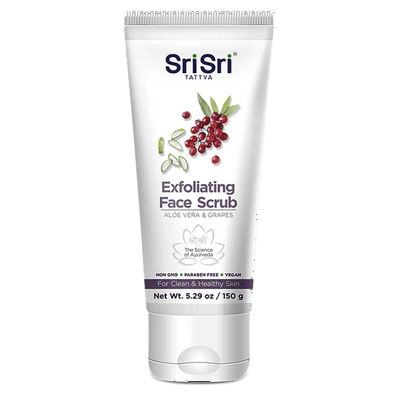 Sri Sri Tattva Exfoliating Face Scrub with Aloe Vera and Grapes, Face Exfoliator Cleanser, 5.29 oz