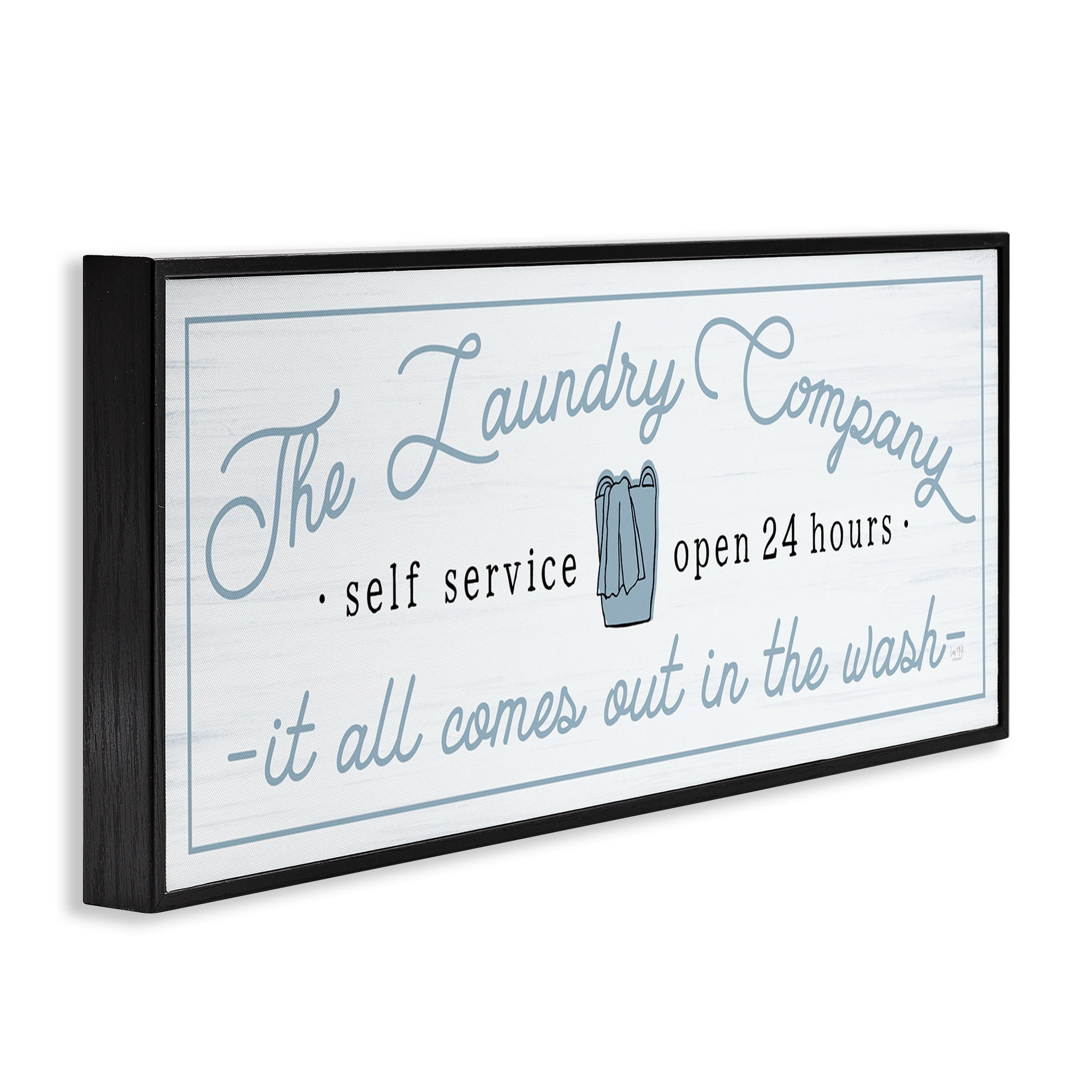 Laundry Company All Comes Out In Wash Typography Graphic Art Black Framed Art Print Wall Art