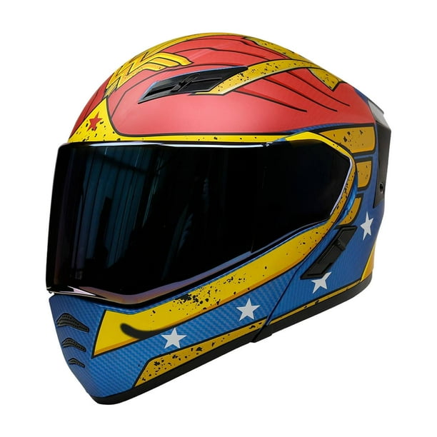 Casco Mujer Maravilla Abatible Moto Kov Estelar Dc Con Led KOV Zero