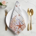 thumbnail image 2 of Orange Coastal Cloth Napkins, Beach Nautical Coral Starfish Vintage Washable and Reusable Dinner Napkins Set of 4, Table Napkin for Kitchen Party Birthday Wedding Hotel Housewarming 20"x20", 2 of 9