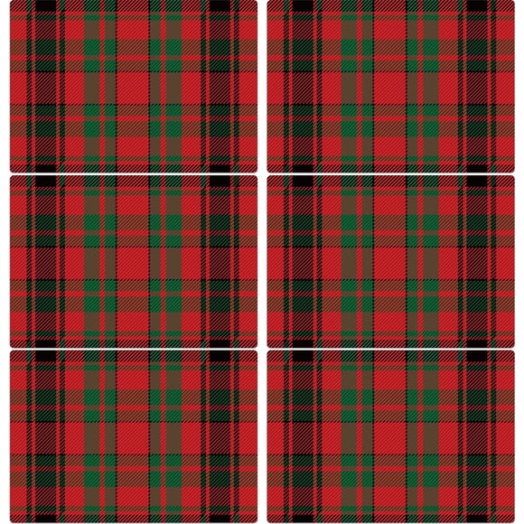 Juego de 6 manteles de plástico OBUSATT, color rojo y verde, 43 x 32 cm
