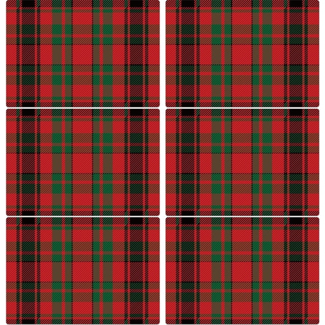 Juego de 6 manteles de plástico OBUSATT, color rojo y verde, 43 x 32 cm
