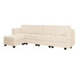 thumbnail image 4 of Sarah L-Shaped Sofa with Storage Seat Fabric Modular Sectional Couch Reversible Chaise L Couch Sectionnal Sofa, Beige- Air Leather, 4 of 11