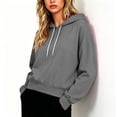 thumbnail image 4 of Womens Oversized Boxy Cropped Hoodie Drop Shoulder Top with Contrast Metal Tip Drawstring Balloon Cuffs & Pocket Free Design, Casual Lounge Pullover, 4 of 5