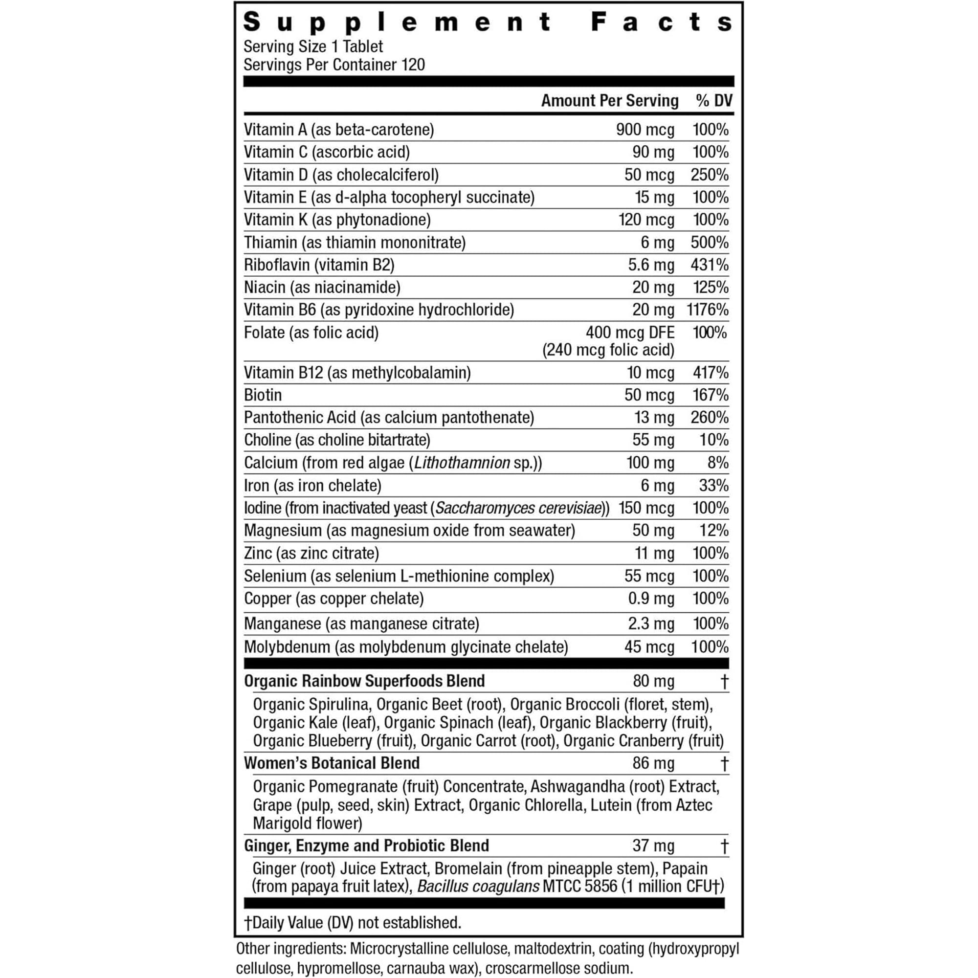 Women's One Multivitamin | 120 Vegetarian Caplets | by Rainbow Light