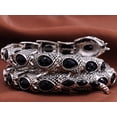 thumbnail image 4 of ALILANG Egyptian Snake Rhinestones Stretch Cuff Wrap Bangle Bracelet, Black Silver, 4 of 4
