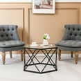 thumbnail image 3 of Costway Coffee Table Geometric Glass Modern W/Tempered Glass Top & Metal Legs Living Room, 3 of 10