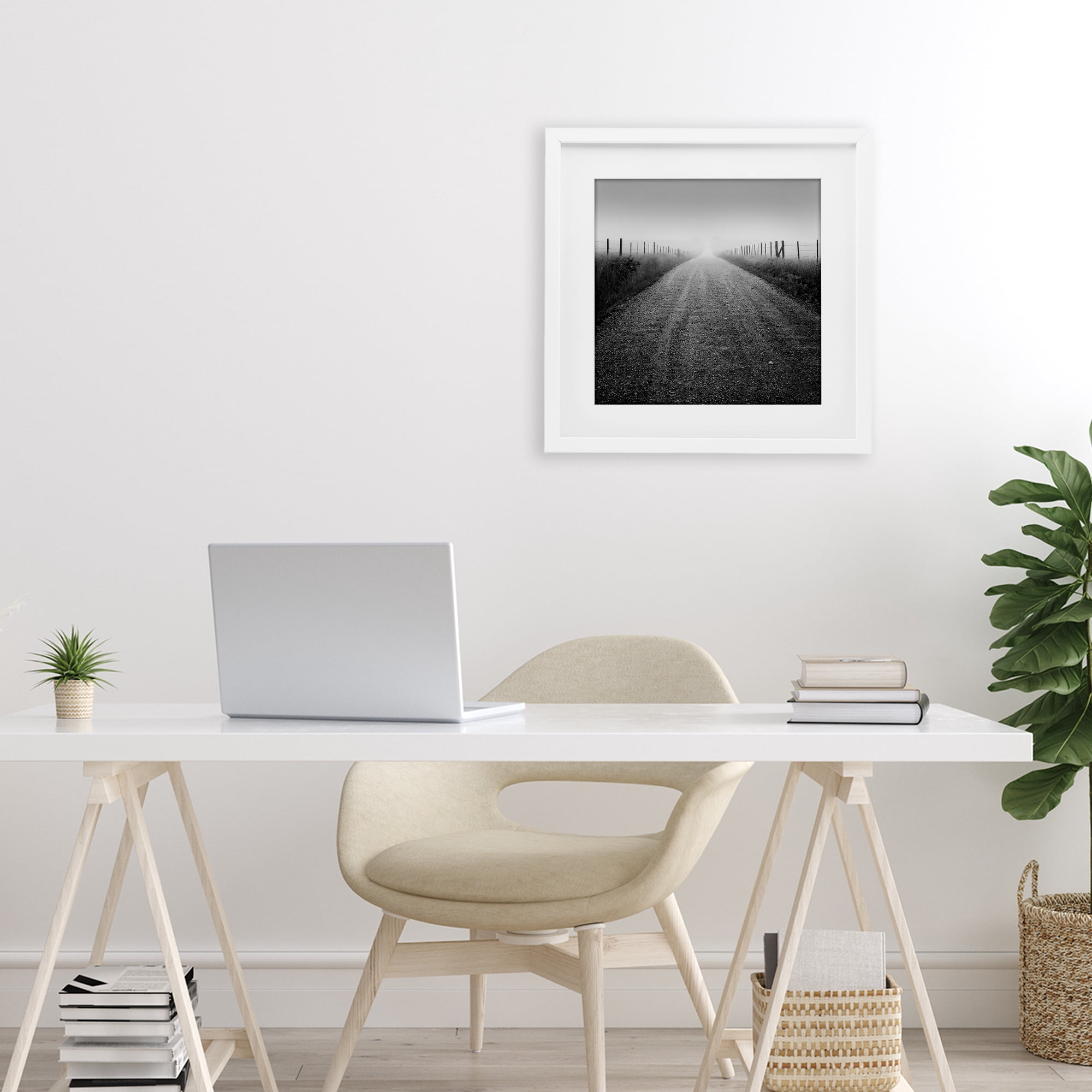 Stupell Industries Country Road in Morning Mist White Framed Print Under Glass, design by Chip Forelli