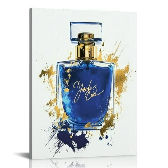 Navy Blue Perfume Bottle Decorative Painting Canvas Wall Art Picture Print Modern Family Bedroom Decor style