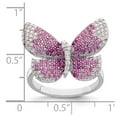 thumbnail image 3 of Finest Gold Sterling Silver Rhodium-Plated Polished Pink CZ Butterfly Ring - Size 7, 3 of 6