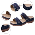 thumbnail image 5 of Rokment Glitter Rhinestones Orthopedic Wedges Slides Sandals for Women with Arch Support Comfortable Sparkly Leather Platform Orthotic Slip on Dressy Beach Shoes Navy Size 9, 5 of 8