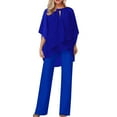 thumbnail image 4 of MSJUHEG Two Piece Outfits For Women Fall Outfits L Solid Color Loose Irregular Set Adies Suit Short Sleeved Two Piece Suit Linen Pants Blue 2Xl, 4 of 4
