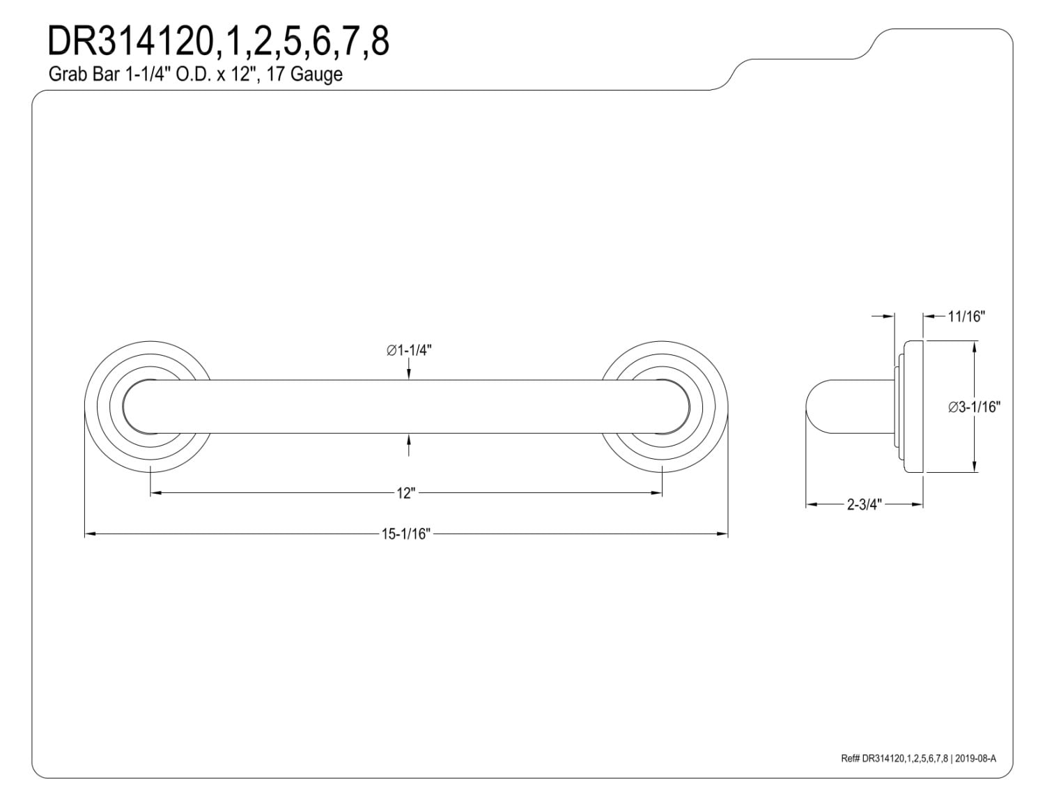 Kingston Brass DR314127 Restoration 12-Inch Decorative 1-1/4-Inch OD Grab Bar, Brushed Brass