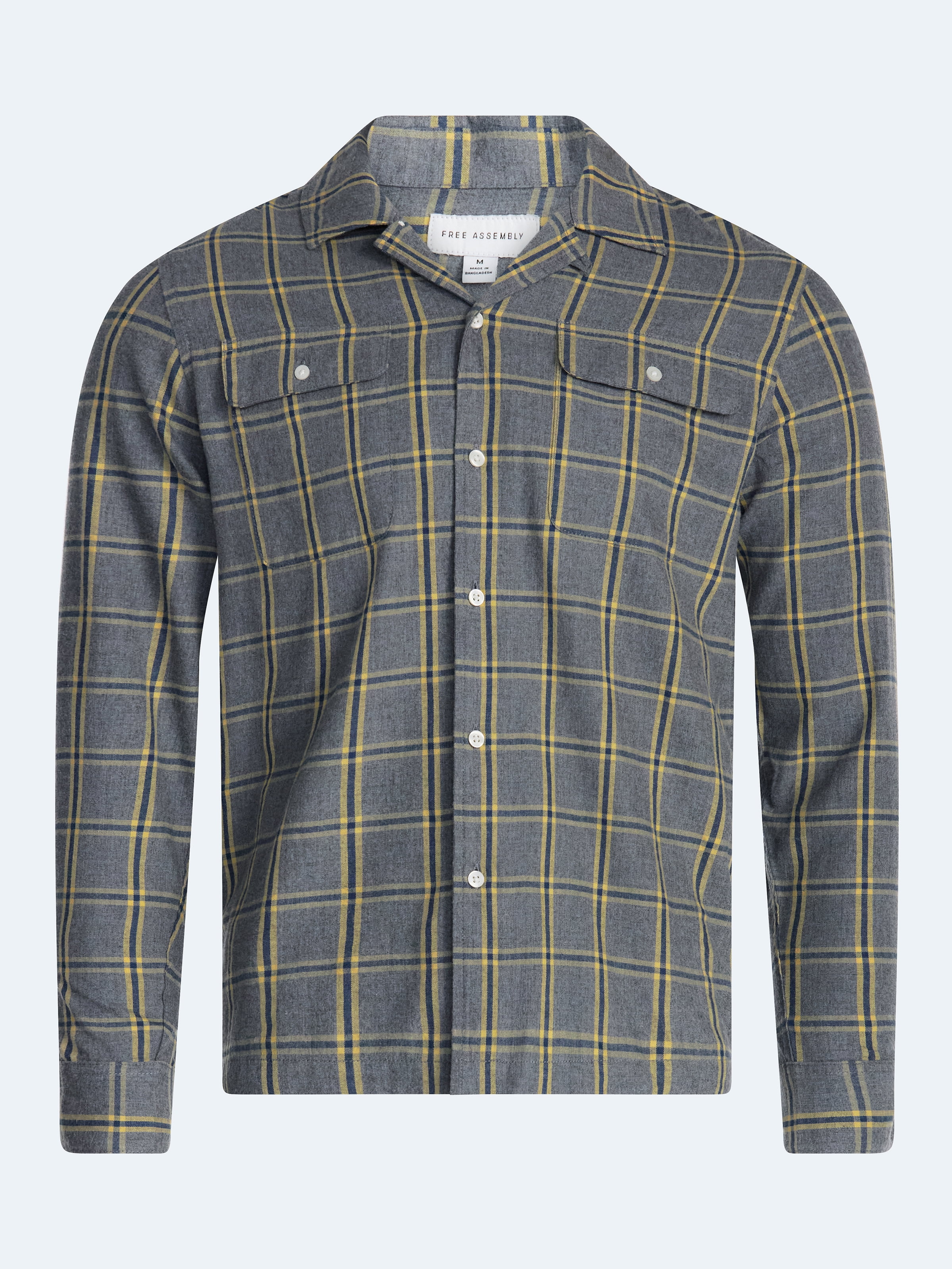Free Assembly Men's Cotton Camp Shirt with Long Sleeves, Sizes S-3XL