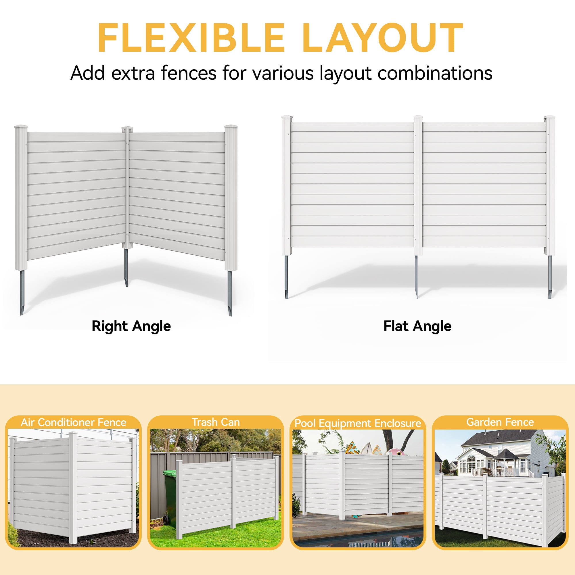 Uforic Outdoor Fence Privacy Screen for Air Conditioner, with Metal Stakes, Ideal for Pool Equipment & Trash Can Enclosure,2 Panels,50"W X 50"H