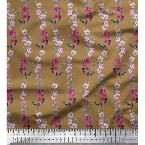 Soimoi Rayon Fabric Leaves & Floral Shirting Fabric Prints by Yard 56 Inch Wide
