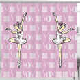 thumbnail image 1 of Whimsical Pink Shower Curtain with Floral Pattern - Perfect for Girls' Bathroom Decor, 1 of 4