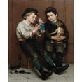thumbnail image 2 of John George Brown 15x18 Black Ornate Wood Framed Double Matted Museum Art Print Titled - A Surprise Party (1888), 2 of 5