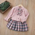 thumbnail image 2 of Mnyotv Girls Two Piece Matching Sets Back to School Outfits Long Sleeve Bow Sweaters and Uniform Skirts Size 2-3Years, 2 of 5