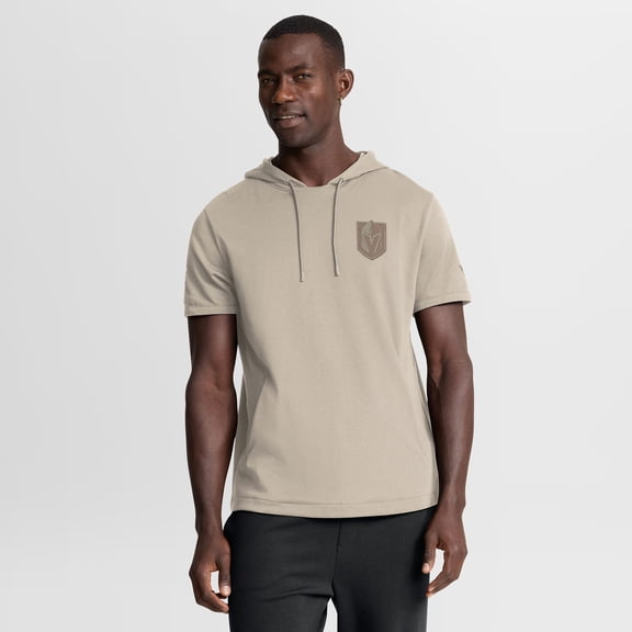 Men's Fanatics Tan Vegas Golden Knights Authentic Pro Road Short Sleeve Hoodie