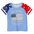 thumbnail image 4 of Glisme 4Th Of July Kids Boys Tops USA Letter American Flag Print Short Sleeve Crew Neck Shirt Summer Independence Day Comfortable Toddler Boys T-Shirt Size 4-5 Years Blue, 4 of 4