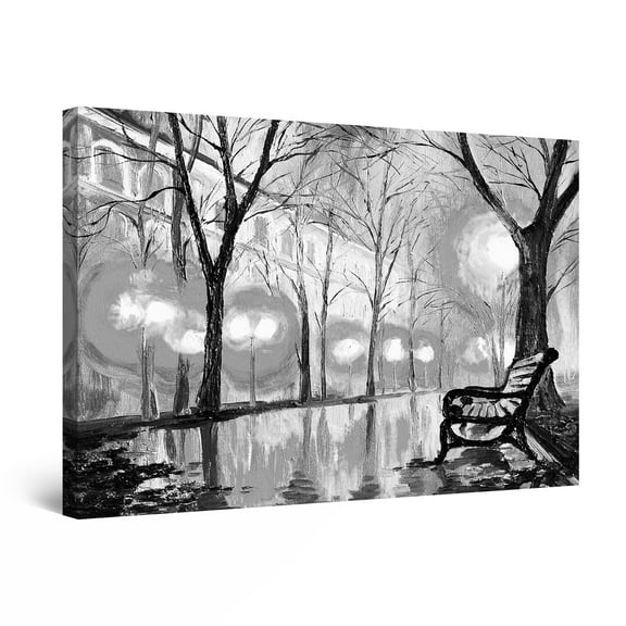 Startonight Canvas Wall Art Black and White Night Lights of the City , Framed 24" x 36" 